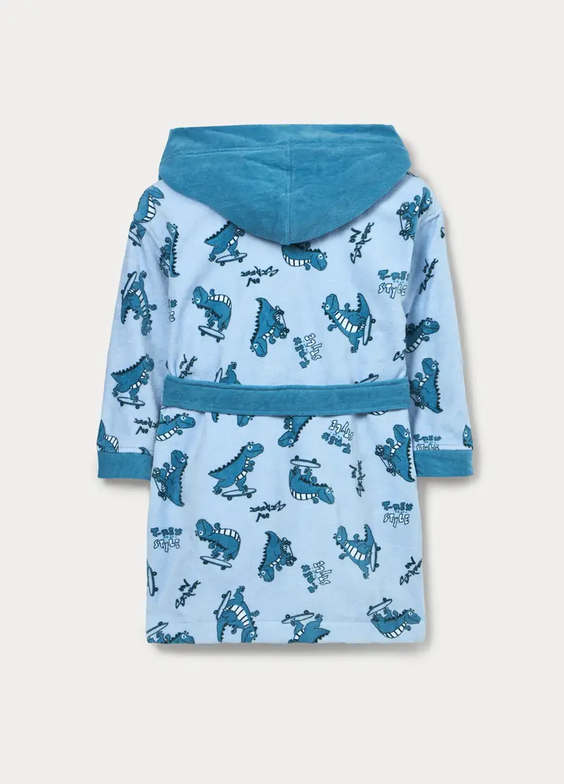 Accappatoio In Puro Cotone Velour Bambino, Blu chiaro miniatura 2