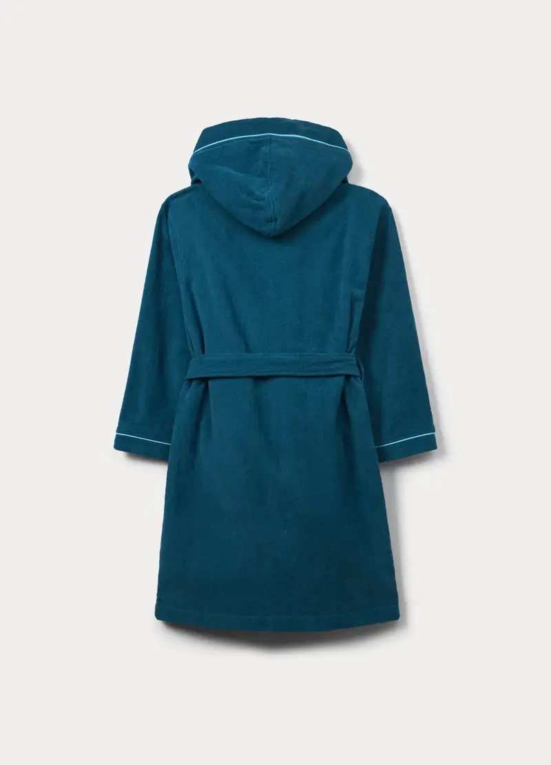 Accappatoio In Puro Cotone Velour, Bambino, Blu scuro miniatura 2