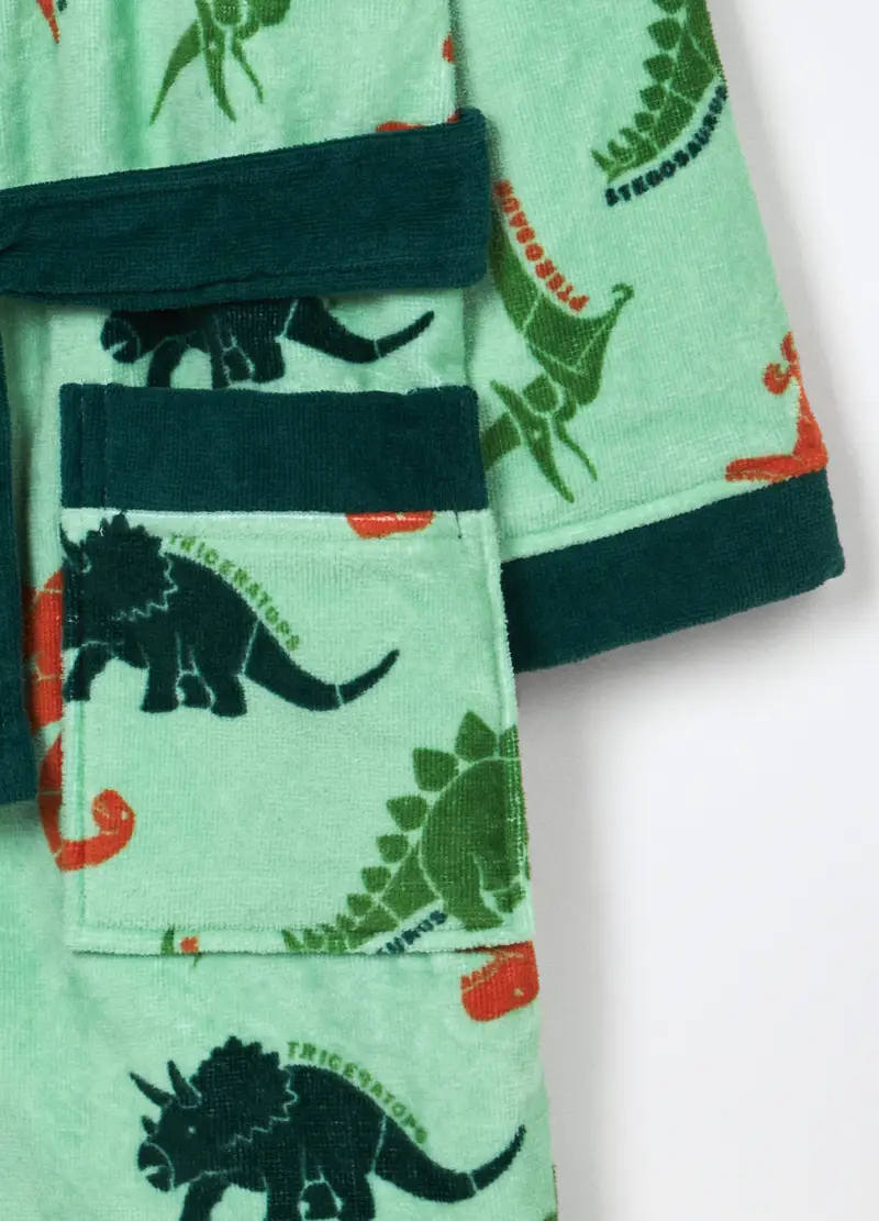 Accappatoio In Puro Cotone Velour Bambino, Verde chiaro miniatura 3