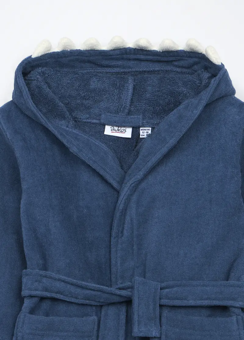 , Accappatoio In Puro Cotone Velour Neonato, Bambino, Blu miniatura 3