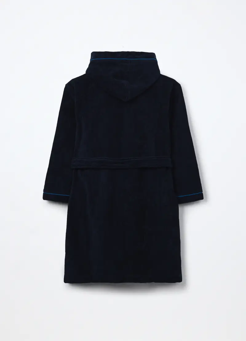 Accappatoio In Puro Cotone Velour Ragazzo, Bambino, Blu scuro miniatura 2