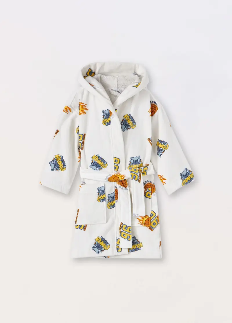 Blukids, Accappatoio In Puro Cotone Velours Bambino, Bianco, Taglia: 3-4