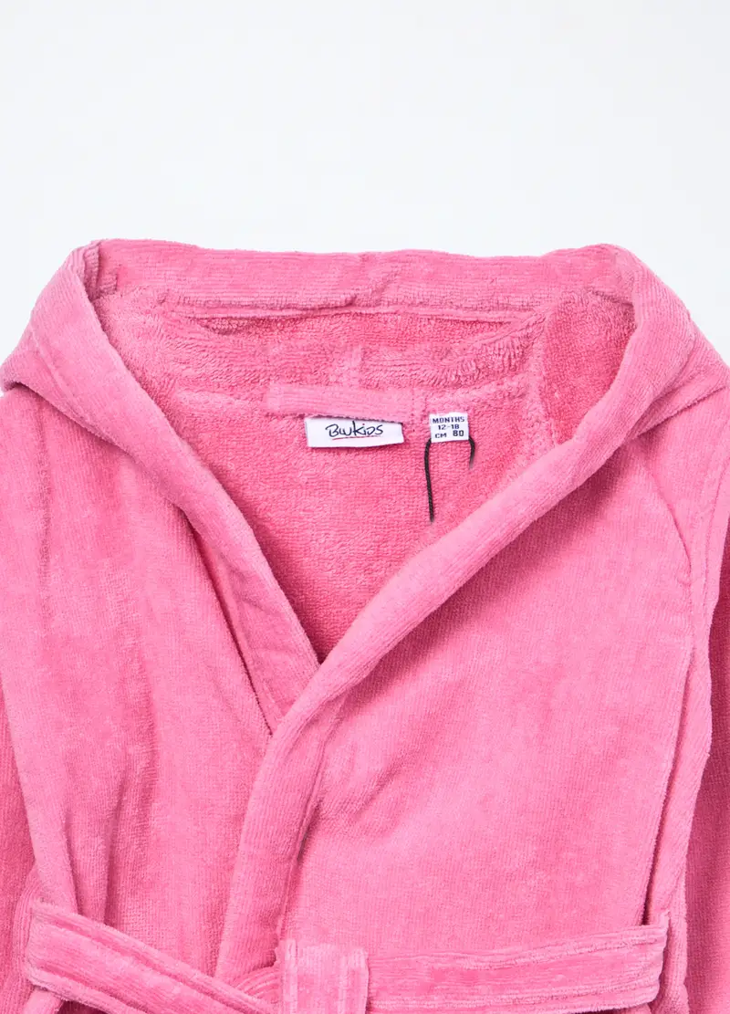 , Accappatoio In Spugna Di Puro Cotone Neonata, Bambina, Bianco/Rosa miniatura 3