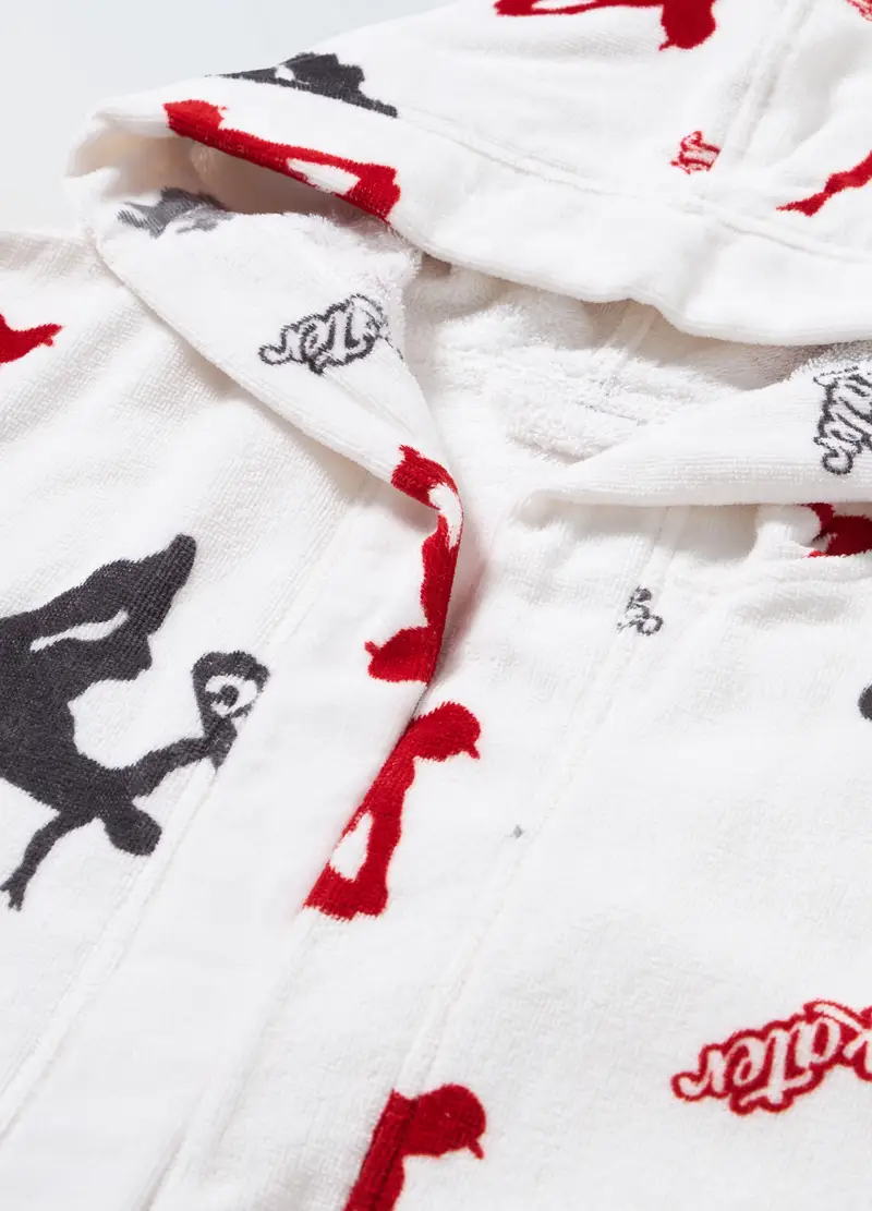 Accappatoio In Velours Di Puro Cotone Bambino, Bianco miniatura 2