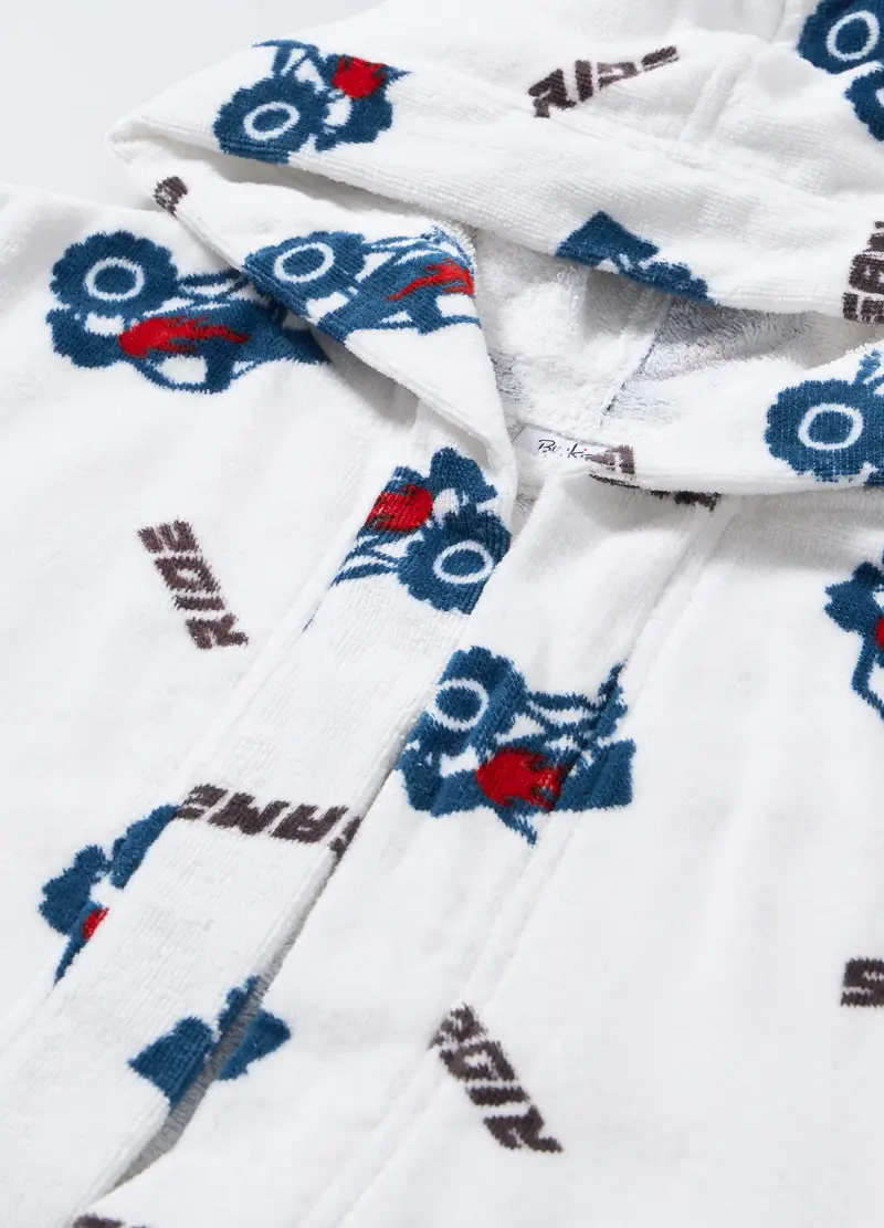 Accappatoio In Velours Di Puro Cotone Bambino, Bianco miniatura 2