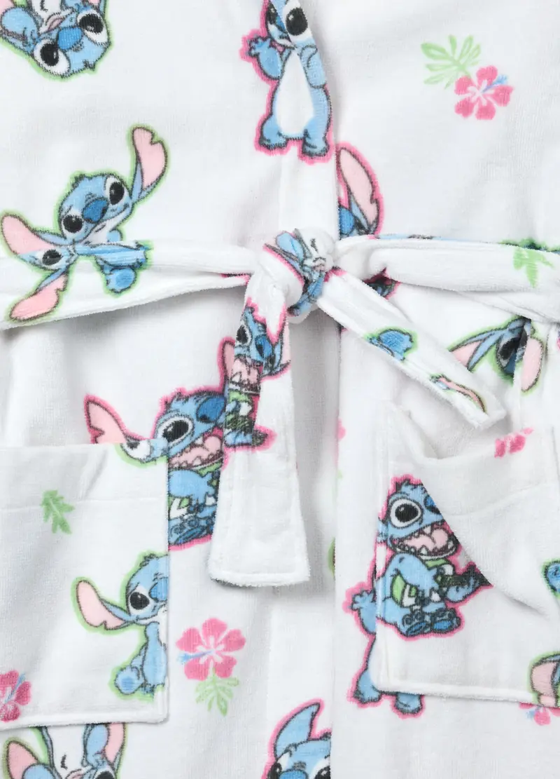 Accappatoio Stitch In Puro Cotone Velour Ragazza, Bambina, Bianco miniatura 3