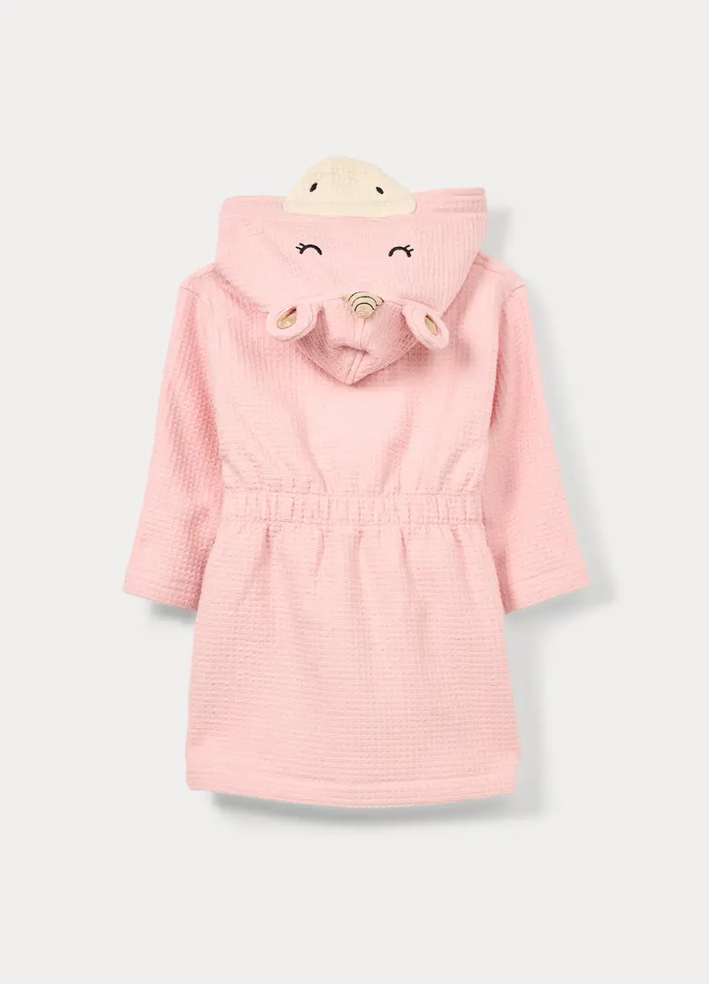 Accappatoio Waffle Di Puro Cotone Neonata, Rosa pastello miniatura 2