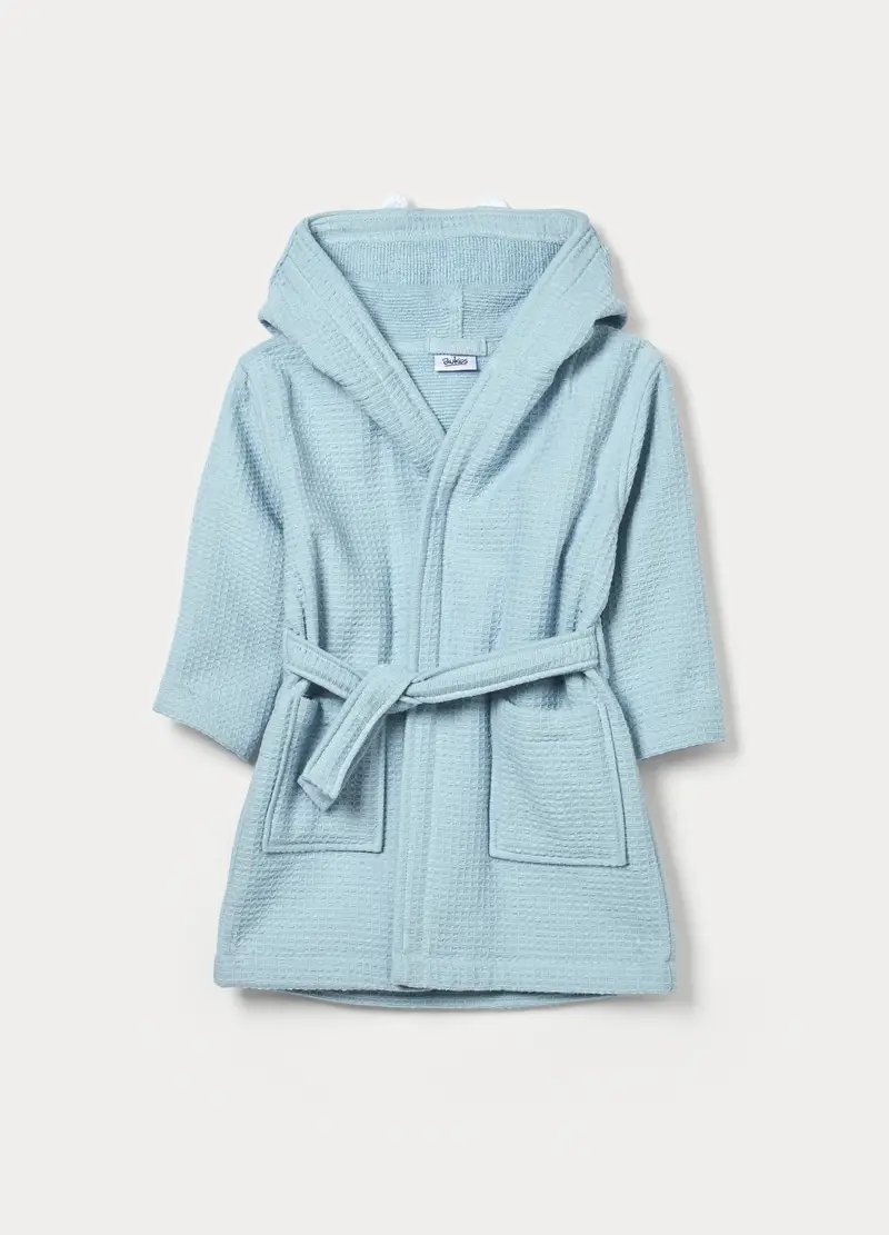 Accappatoio Waffle Di Puro Cotone Neonato, Azzurro cielo