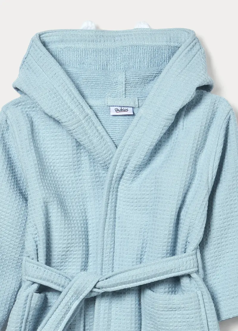 Accappatoio Waffle Di Puro Cotone Neonato, Azzurro cielo miniatura 3