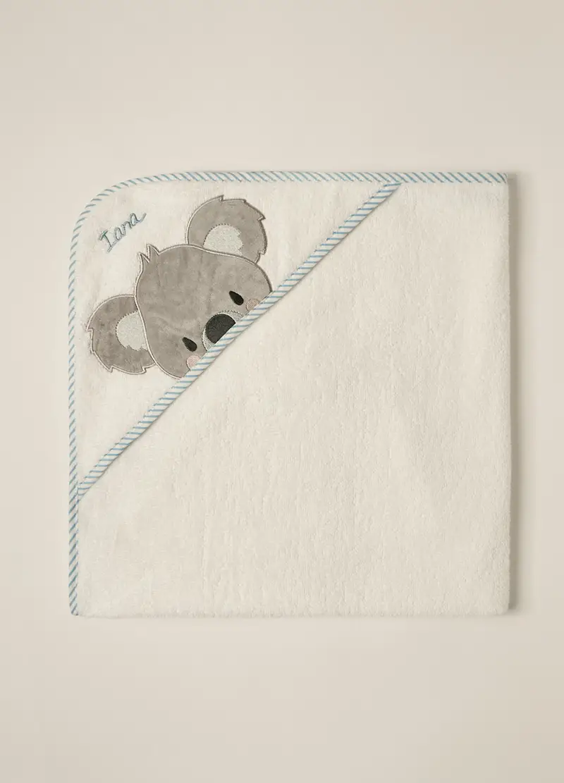 Asciugamano Con Angolo Iana Neonato, Unisex, Bianco/Azzurro, U