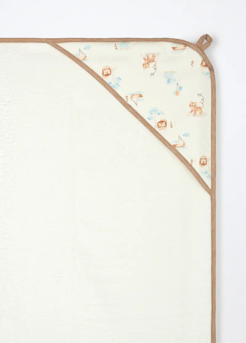 Asciugamano Con Angolo In Spugna Di Puro Cotone, Neonata, Marrone chiaro, .U miniatura 3