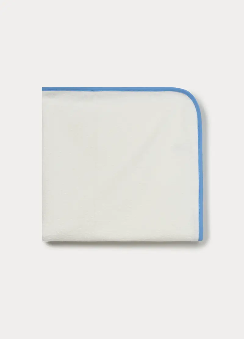 Asciugamano In Spugna Di Puro Cotone Neonato, Bianco/Blu, U miniatura 2