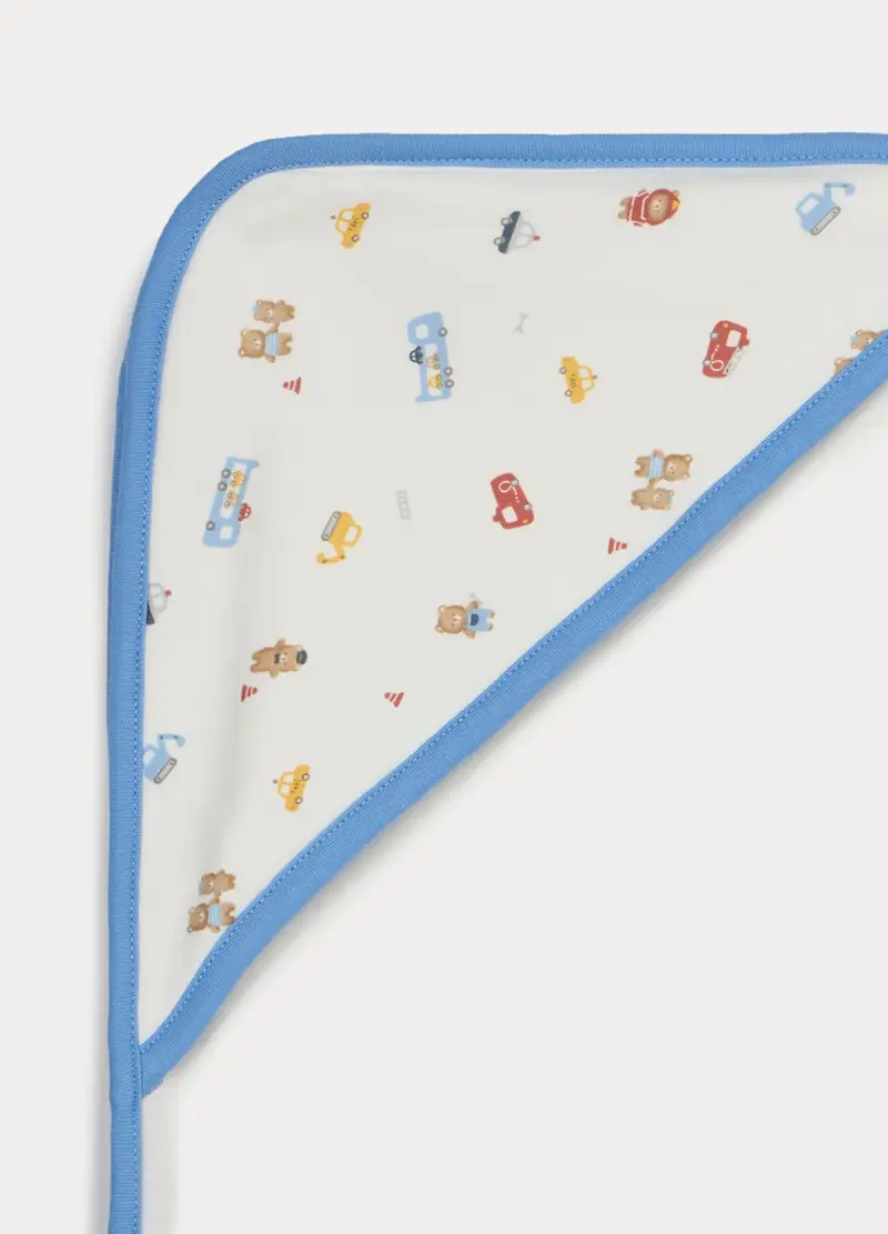 Asciugamano In Spugna Di Puro Cotone Neonato, Bianco/Blu, U miniatura 3