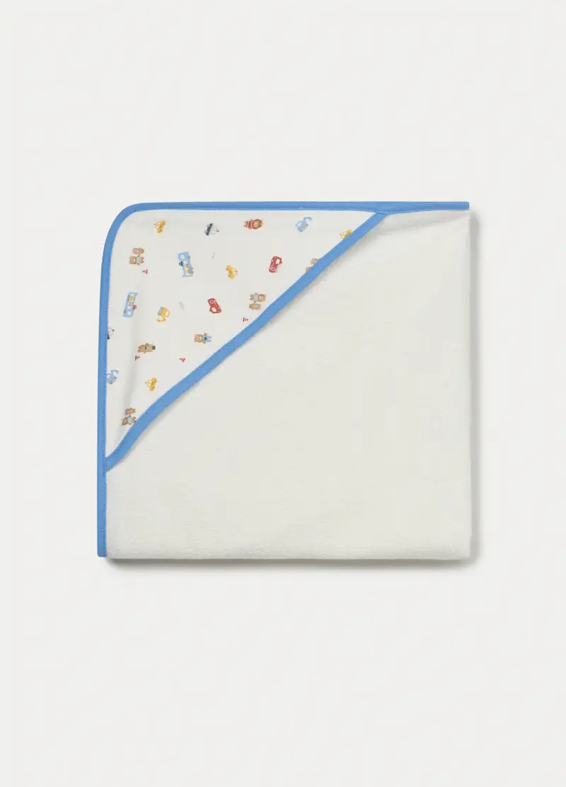 Asciugamano In Spugna Di Puro Cotone Neonato, Bianco/Blu, U