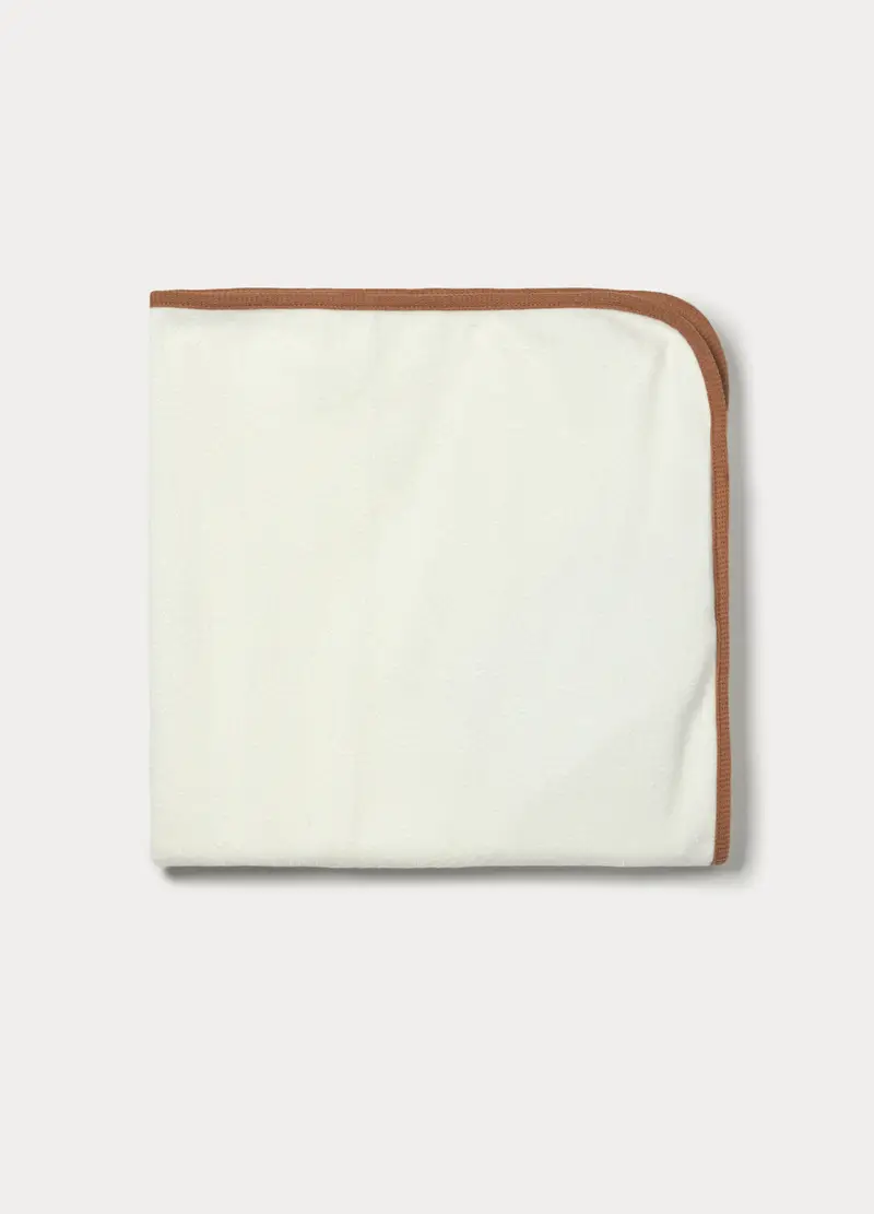 Asciugamano In Spugna Di Puro Cotone Neonato, Bianco/Marrone, U miniatura 2