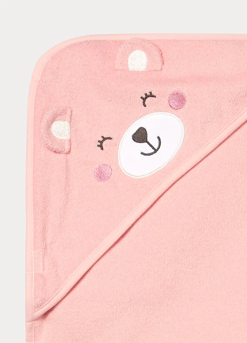 Asciugamano In Spugna Misto Cotone Neonata, Rosa pastello, U miniatura 3