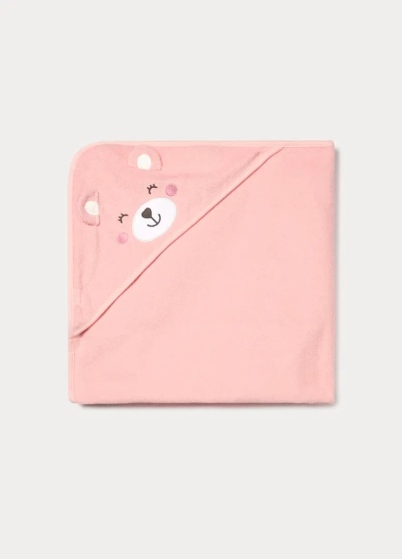 Asciugamano In Spugna Misto Cotone Neonata, Rosa pastello, U