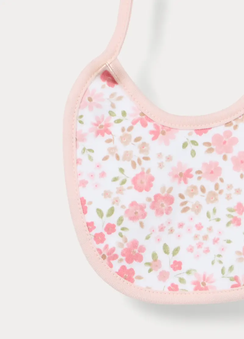 Bavaglini In Interlock Di Puro Cotone Neonata, Bianco/Rosa, U miniatura 3