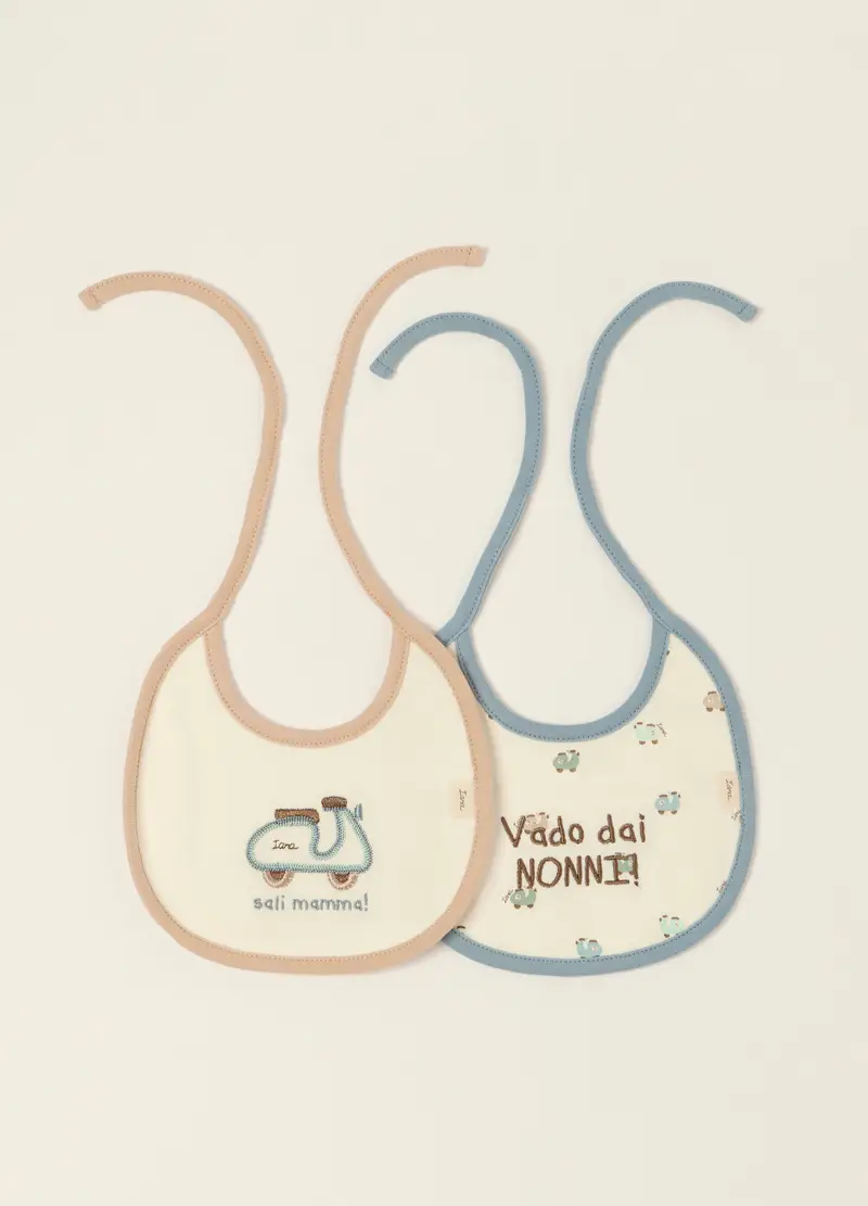 Bavette Neonato In Cotone Organico Multicolor, Beige, U