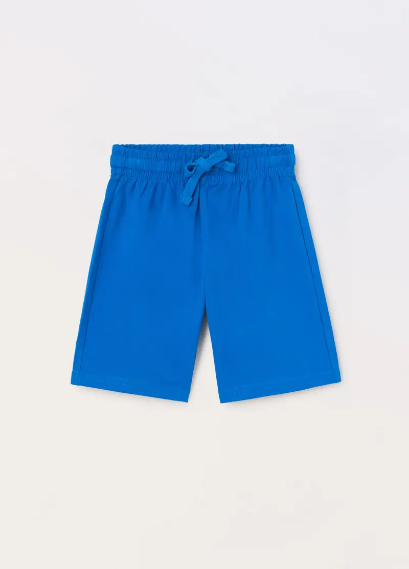 Bermuda In French Terry Di Puro Cotone Bambino, Blu elettrico