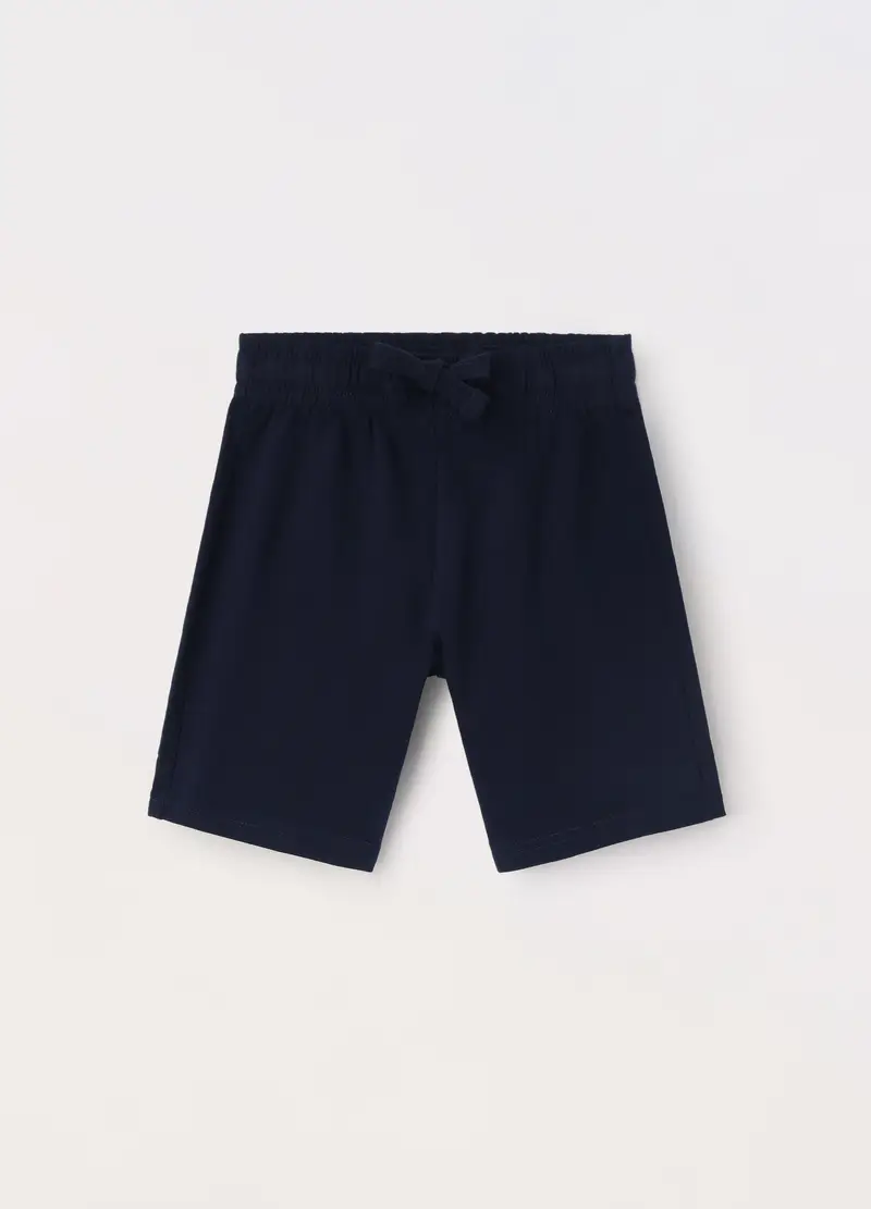 Bermuda In French Terry Di Puro Cotone Bambino, Blu scuro