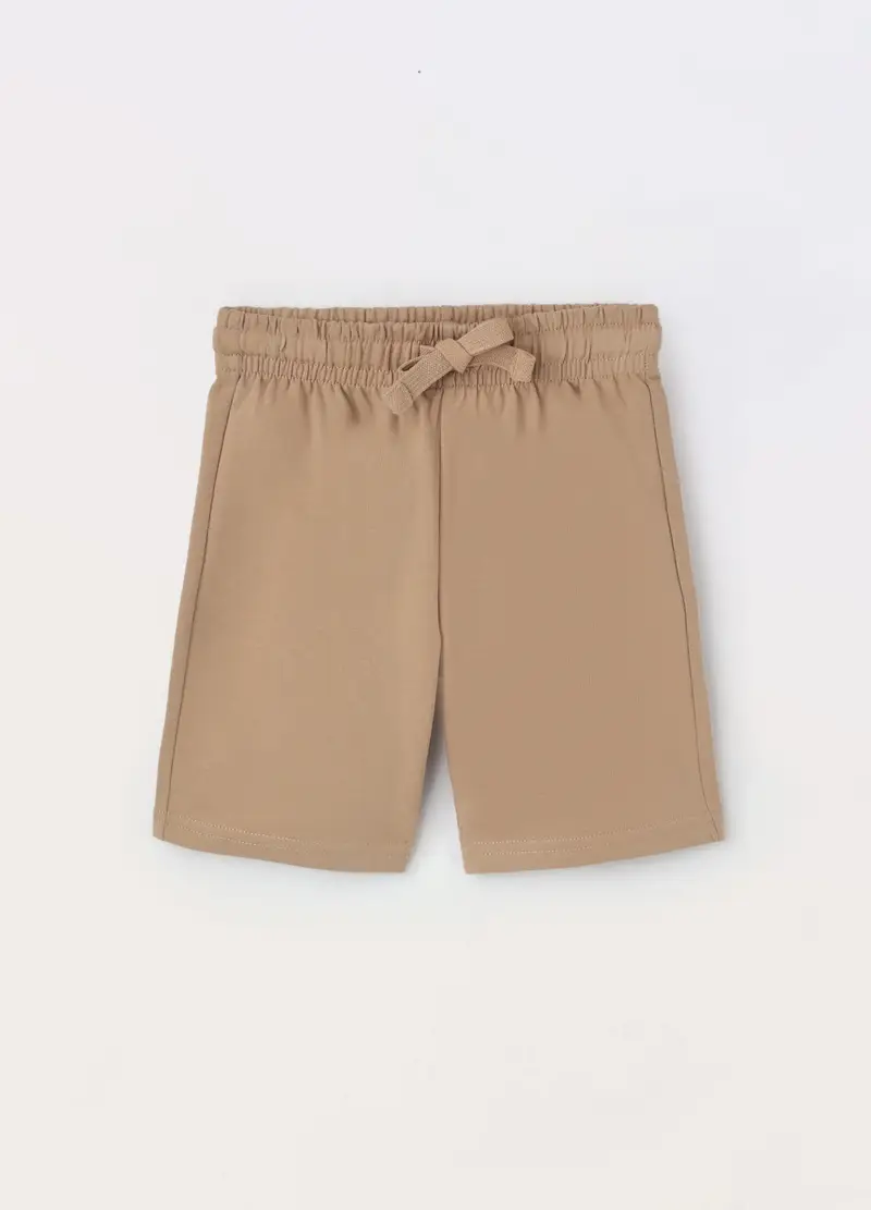 Bermuda In French Terry Di Puro Cotone Bambino, Marrone chiaro