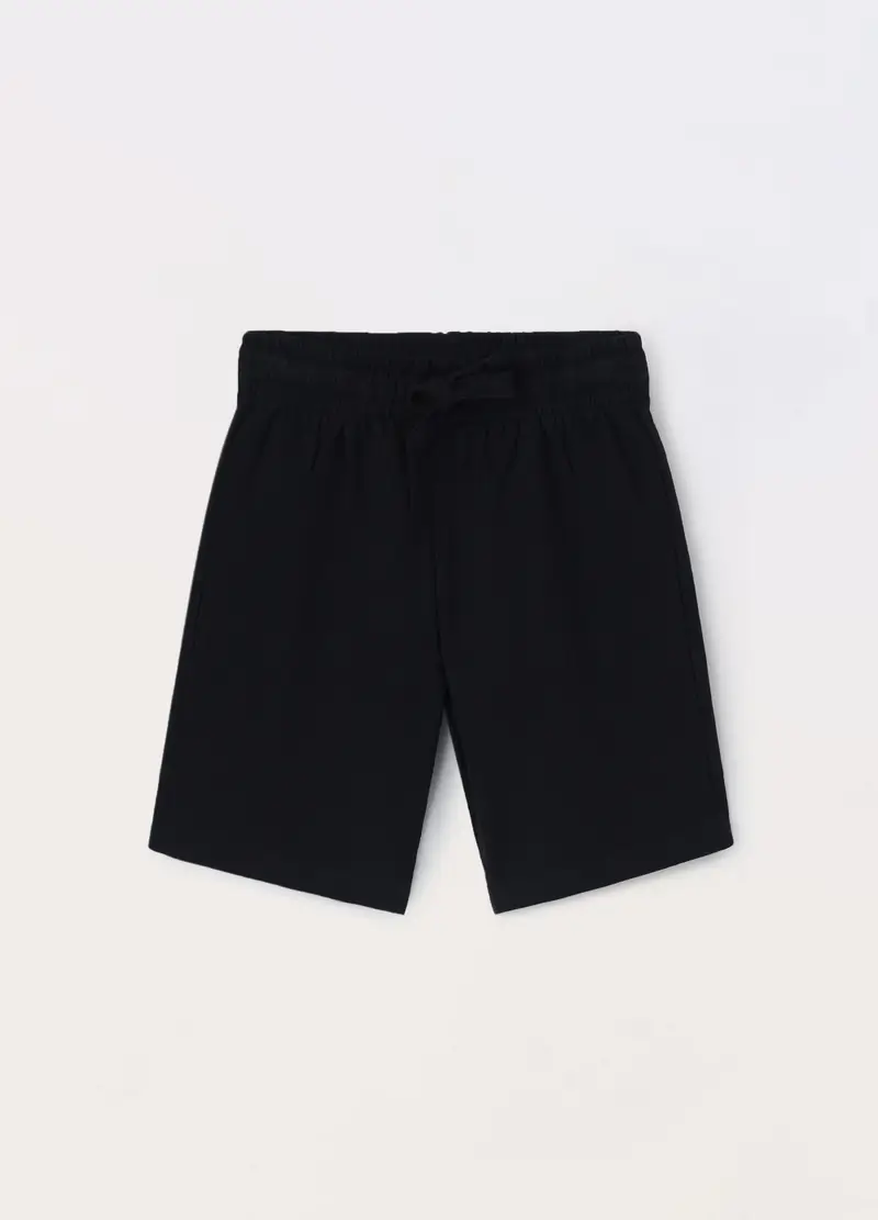 Bermuda In French Terry Di Puro Cotone Bambino, Nero