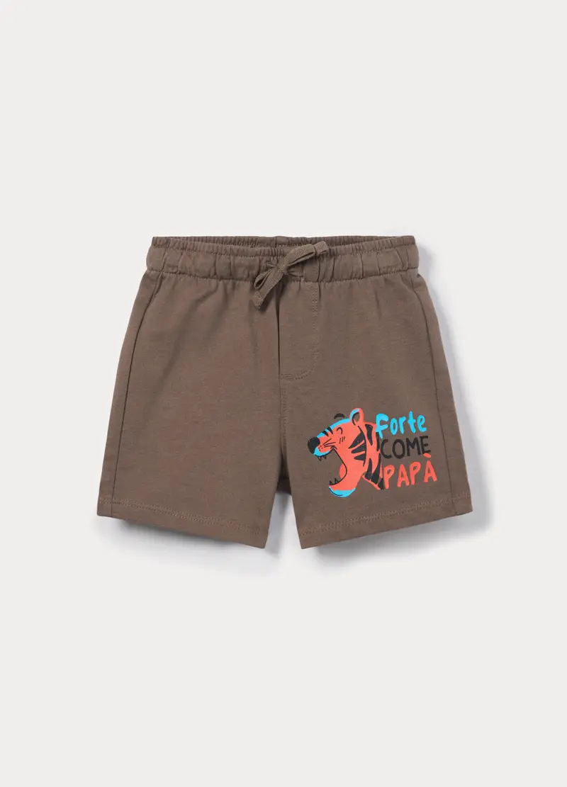 Bermuda In French Terry Di Puro Cotone Bimbo, Bambino, Marrone scuro