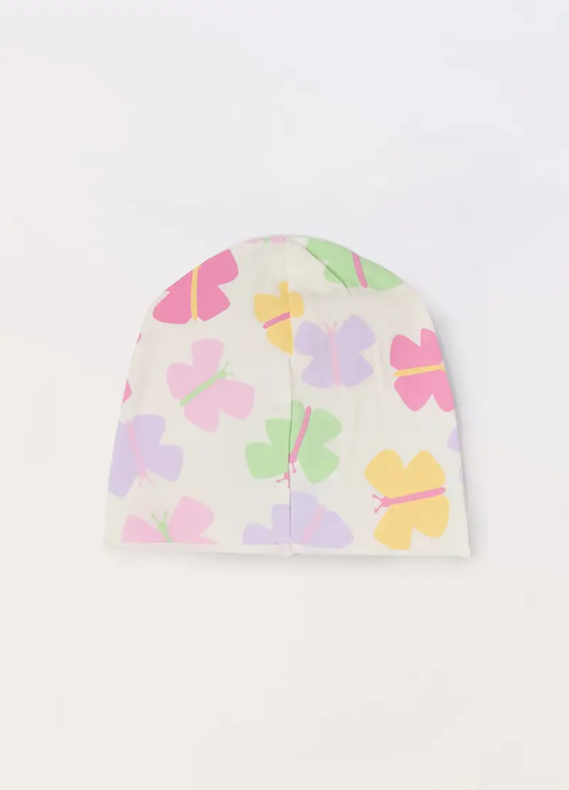 Berrettino In Cotone Stretch Neonata, Bianco