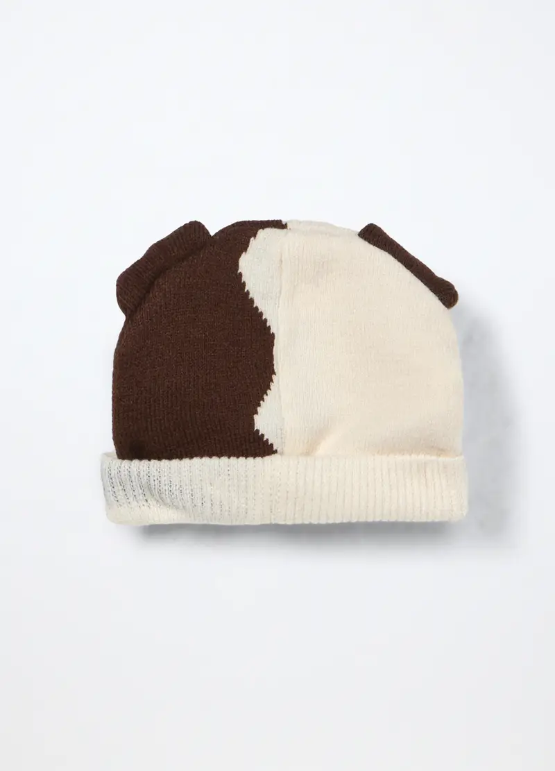 Berretto Beanie Con Ricami Neonato, Beige miniatura 2