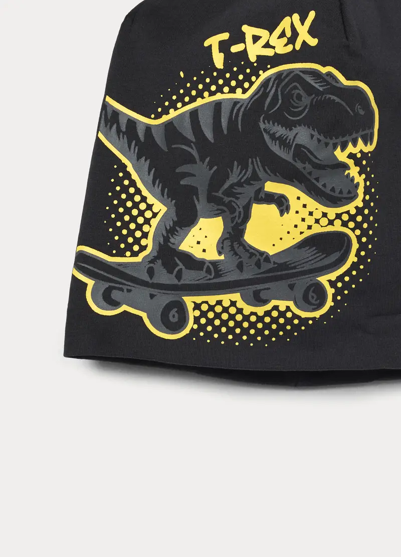 Berretto Con Stampa In French Terry Stretch, Bambino, Nero miniatura 3