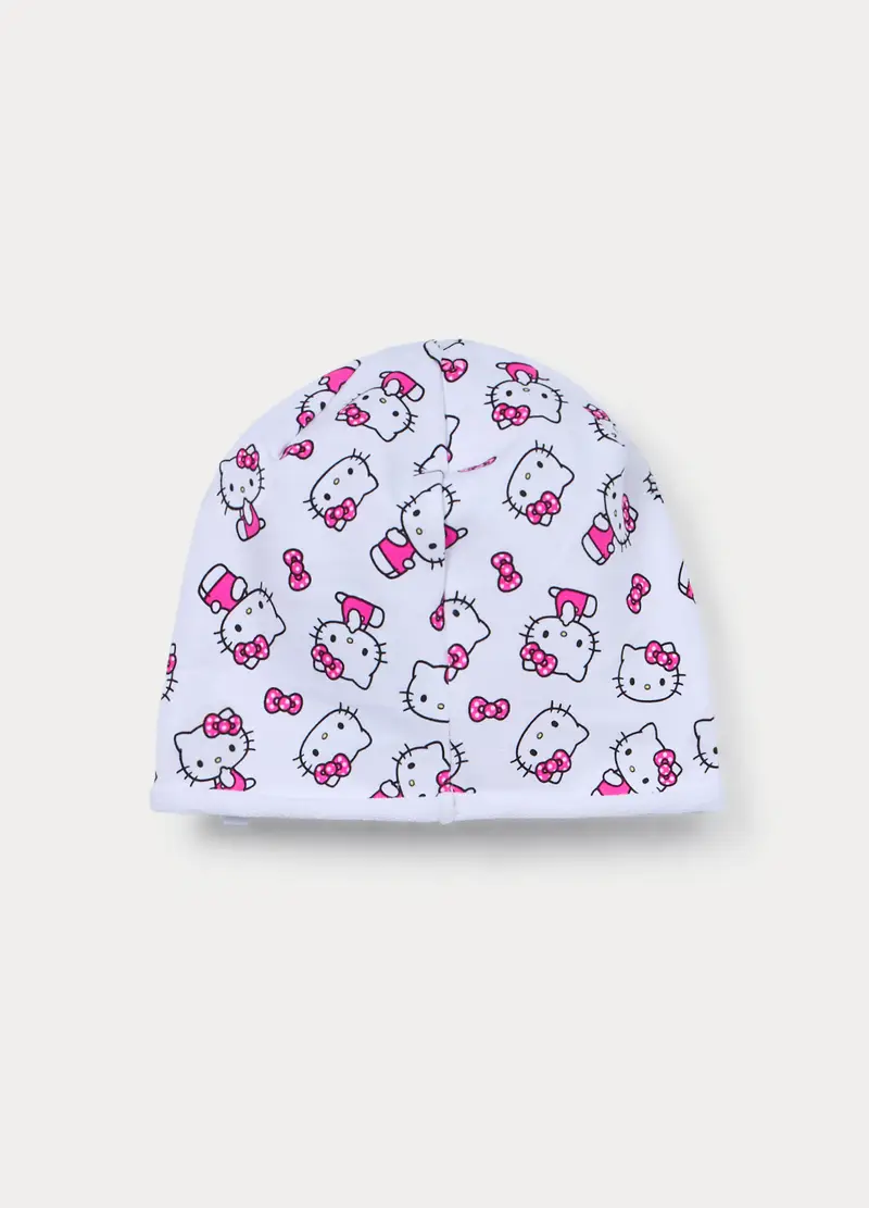 Berretto Hello Kitty In French Terry Di Cotone Stretch Neonata, Rosa fuxia miniatura 2