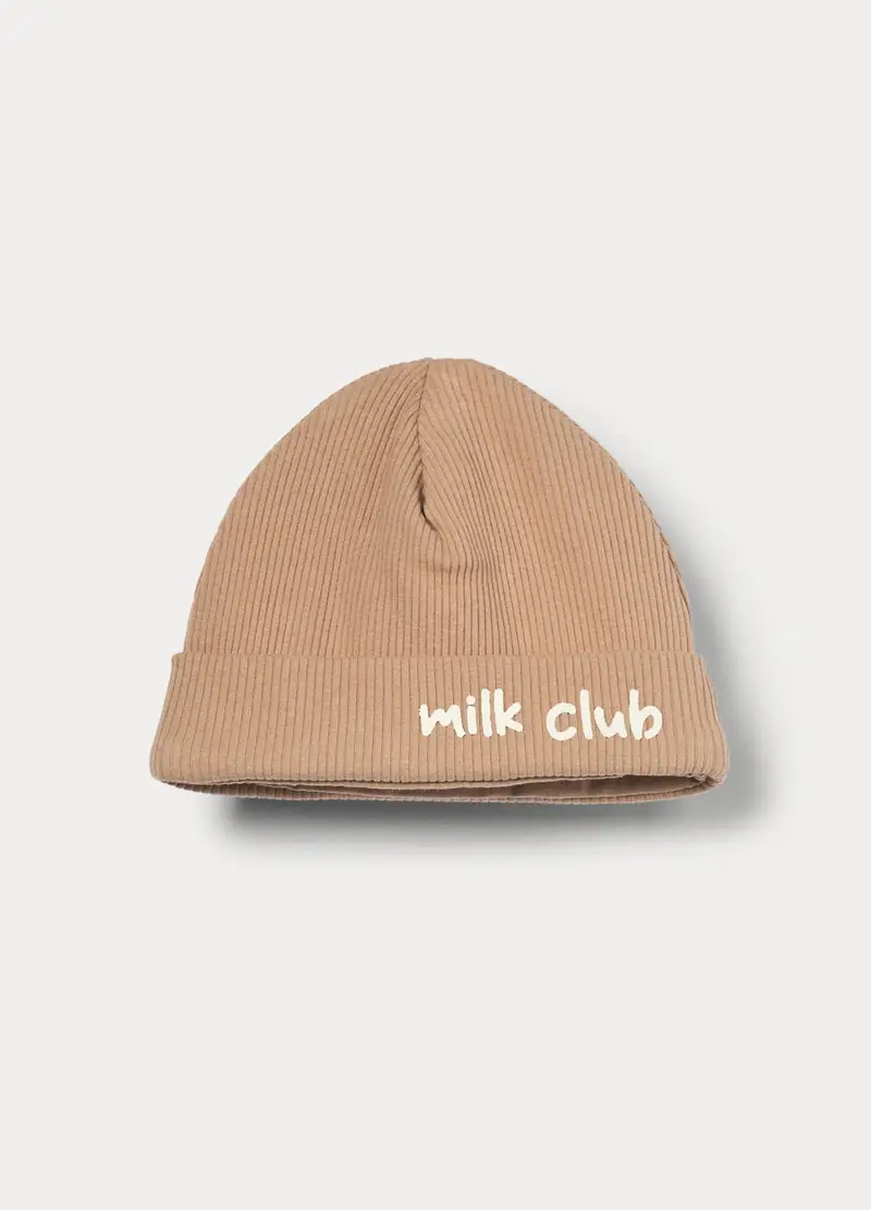 Berretto In Costina Di Cotone Stretch, Unisex, Marrone chiaro, U