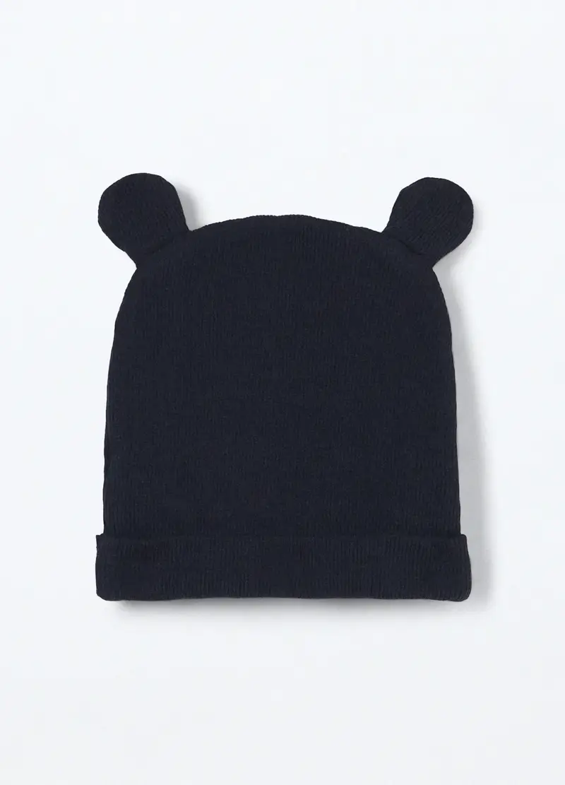 Berretto In Costina Misto Cotone Neonato, Blu scuro miniatura 2