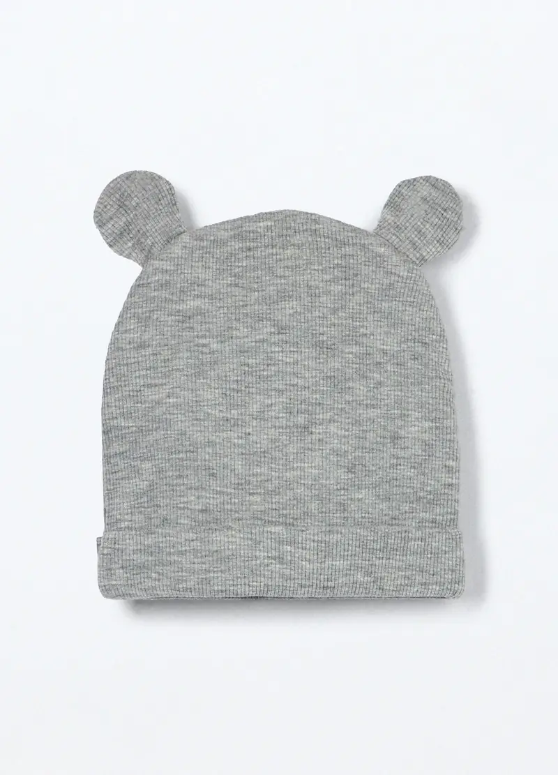Berretto In Costina Misto Cotone Neonato, Grigio chiaro miniatura 2