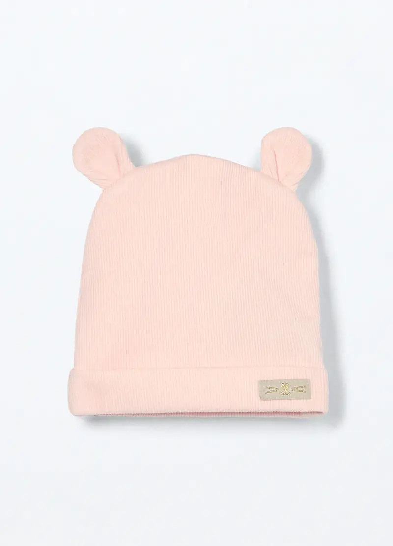 Berretto In Costina Misto Cotone Neonato, Neonata, Rosa chiaro