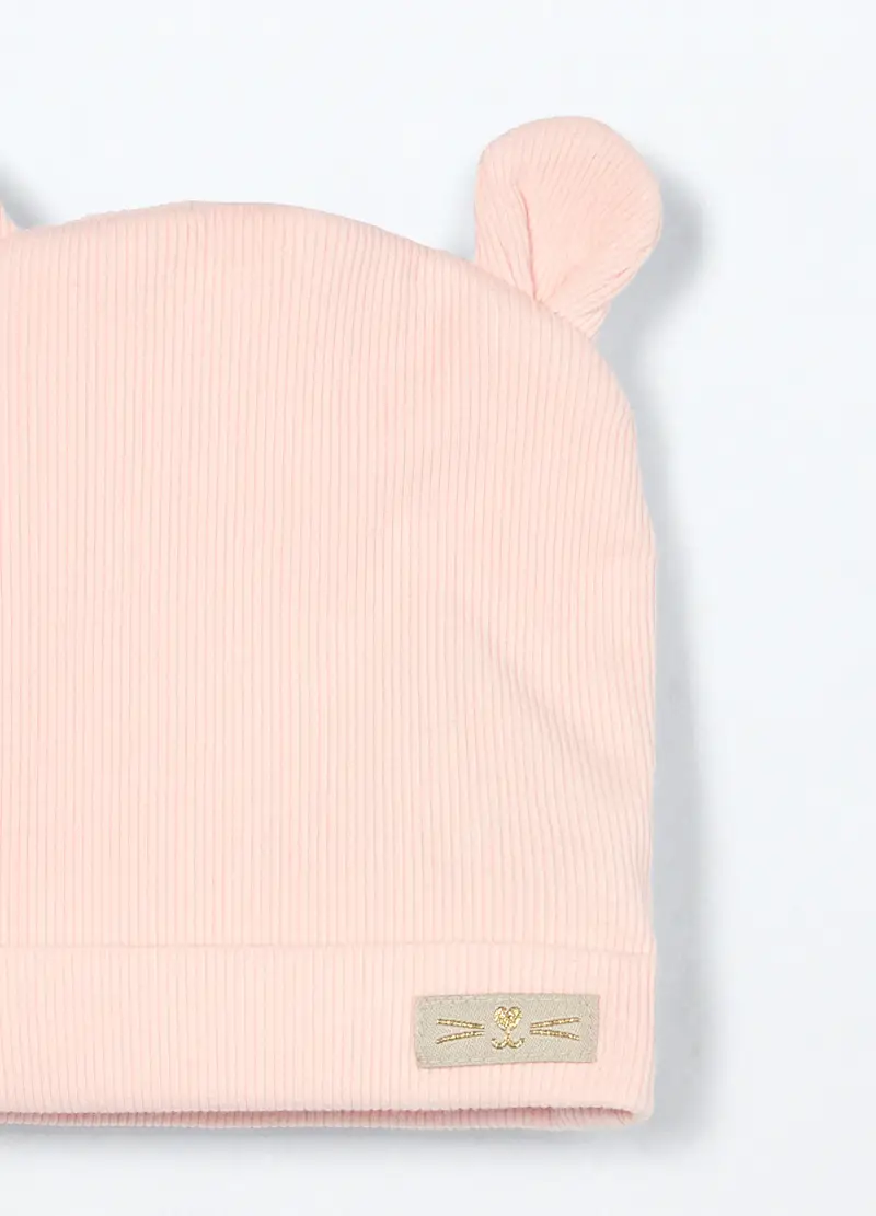 Berretto In Costina Misto Cotone Neonato, Neonata, Rosa chiaro miniatura 3