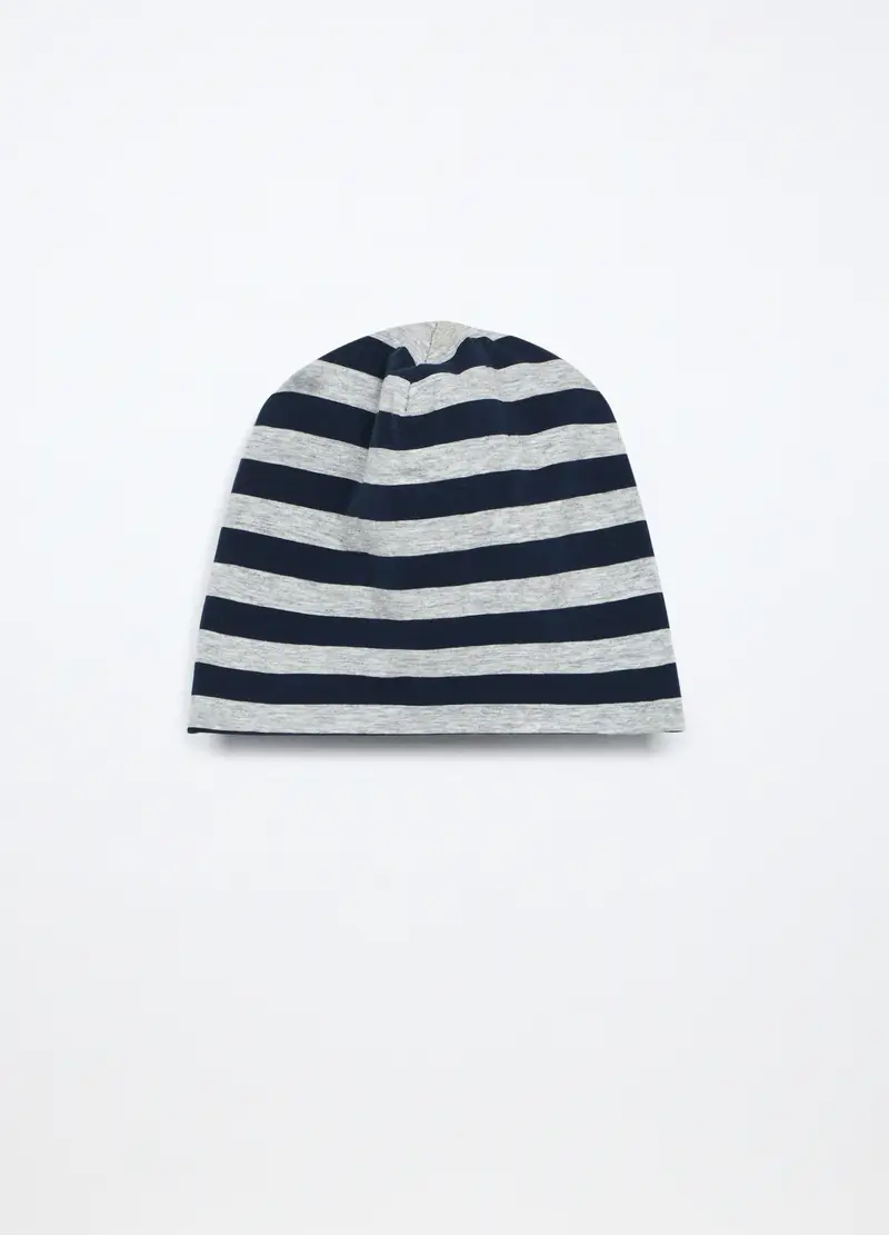 Blukids, Berretto In Cotone Stretch A Righe, Bambino, Grigio melange, Taglia: 50-52