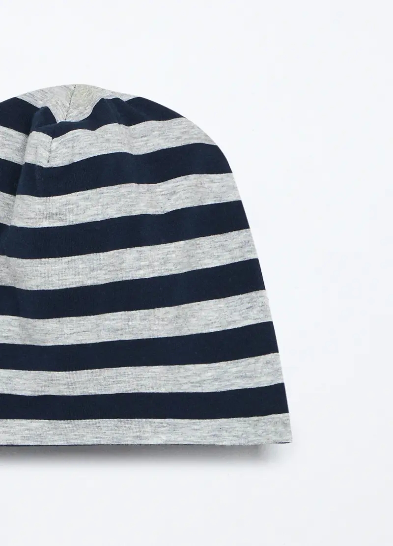 Blukids, Berretto In Cotone Stretch A Righe, Bambino, Grigio melange, Taglia: 50-52 miniatura 2