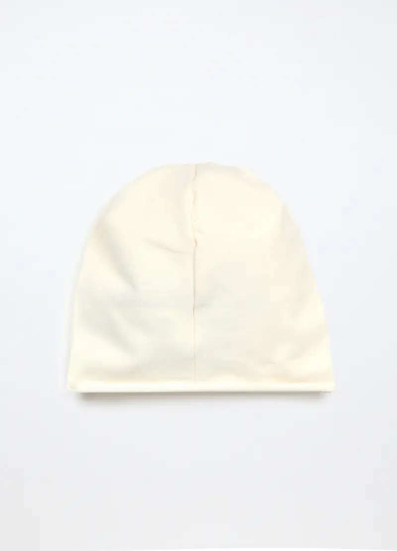 Berretto In Cotone Stretch Con Strass, Bambina, Bianco miniatura 2