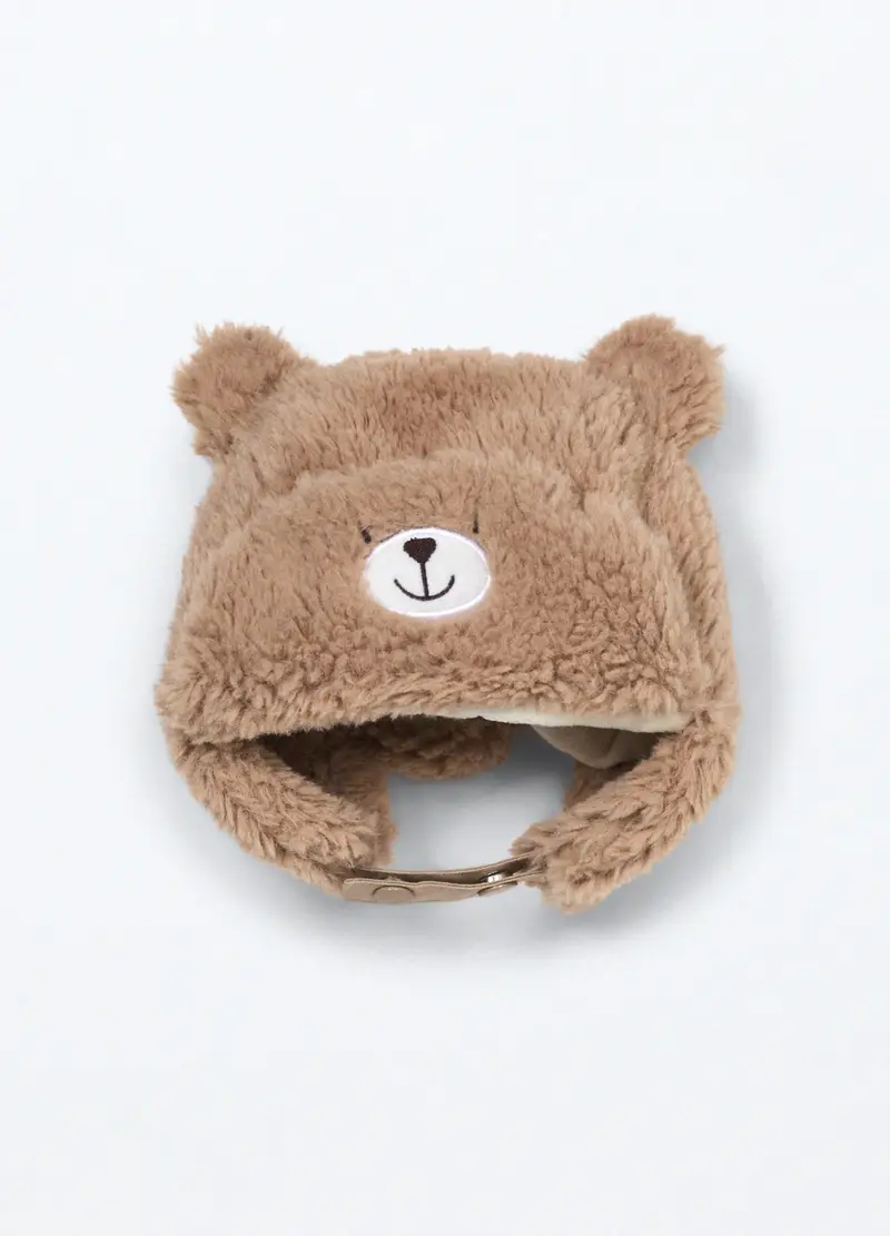 Berretto In Eco Fur Neonato, Marrone chiaro