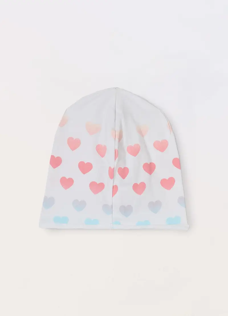 Berretto In French Terry Di Cotone Stretch, Bambina, Bianco miniatura 2