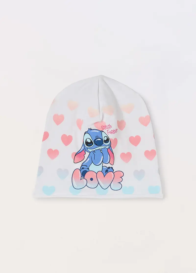 Berretto In French Terry Di Cotone Stretch, Bambina, Bianco