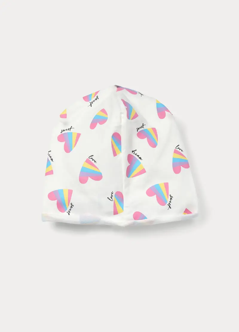 Berretto In French Terry Di Cotone Stretch, Bambina, Bianco miniatura 2