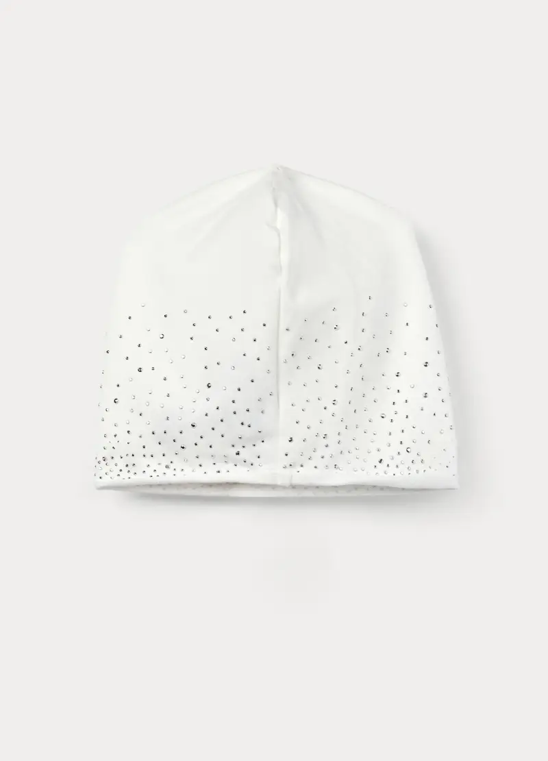 Berretto In French Terry Di Cotone Stretch, Bambina, Bianco gesso miniatura 2