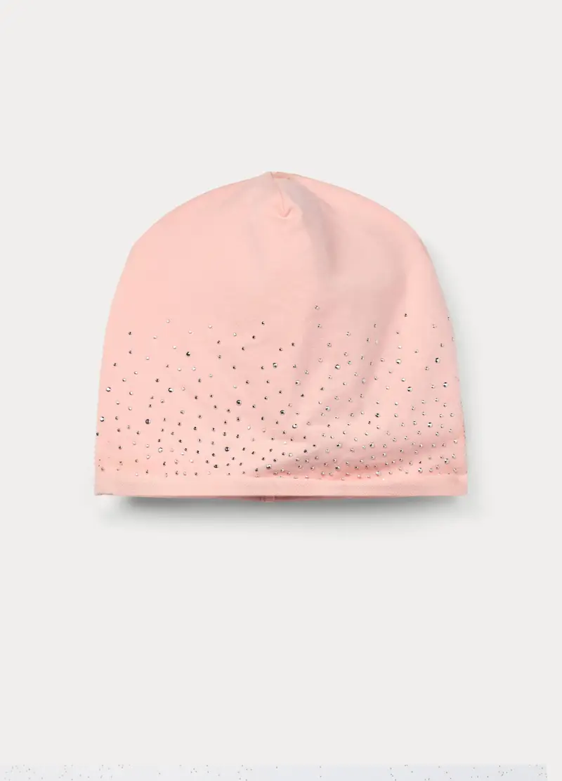 Berretto In French Terry Di Cotone Stretch, Bambina, Rosa chiaro