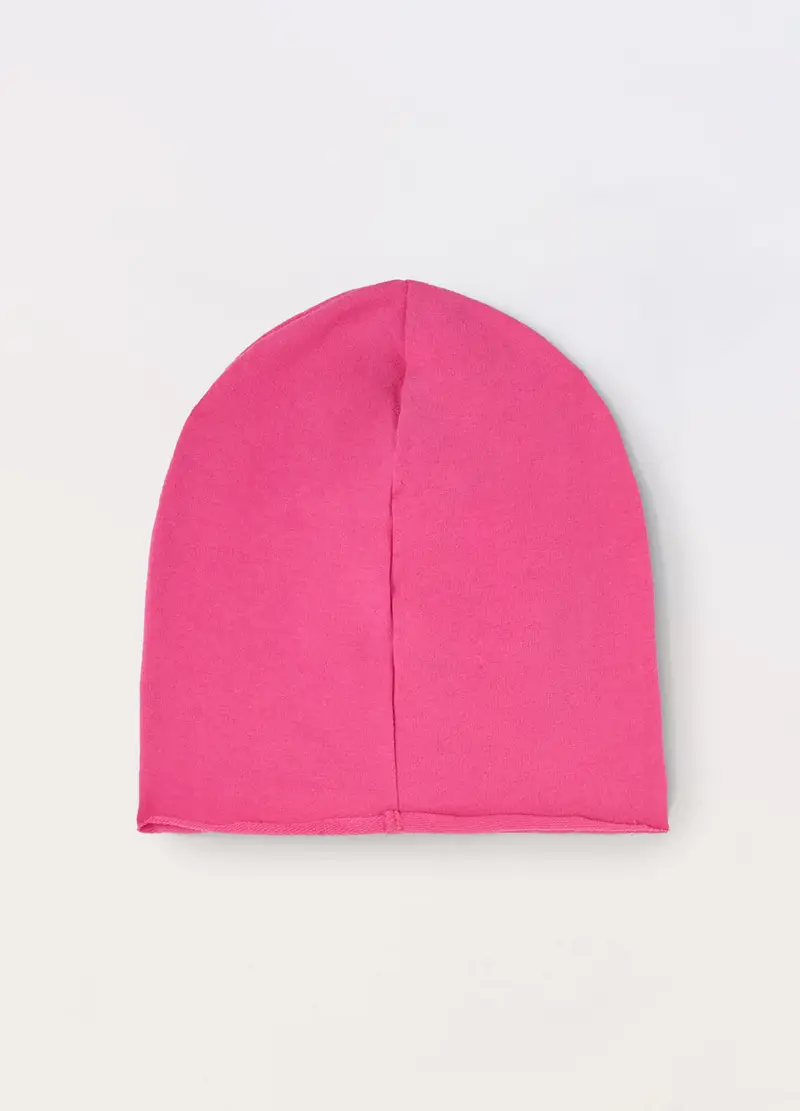 Berretto In French Terry Di Cotone Stretch, Bambina, Rosa fuxia miniatura 2