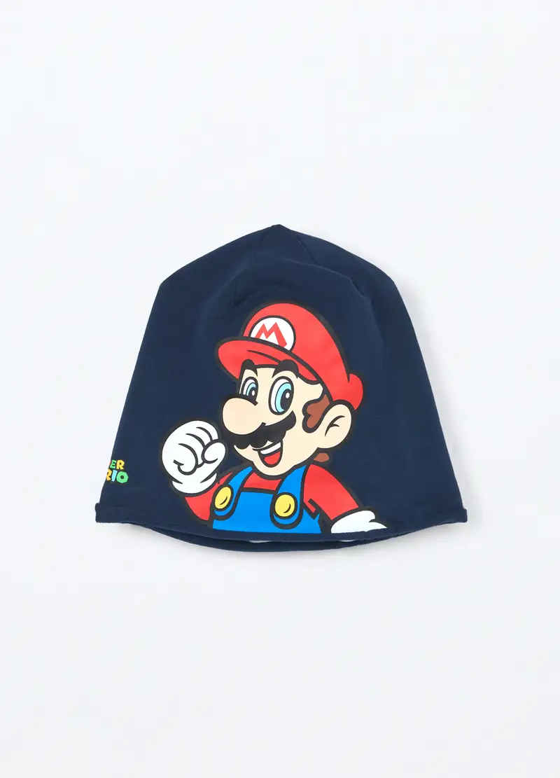 Berretto In French Terry Di Cotone Stretch Bambino, Blu scuro