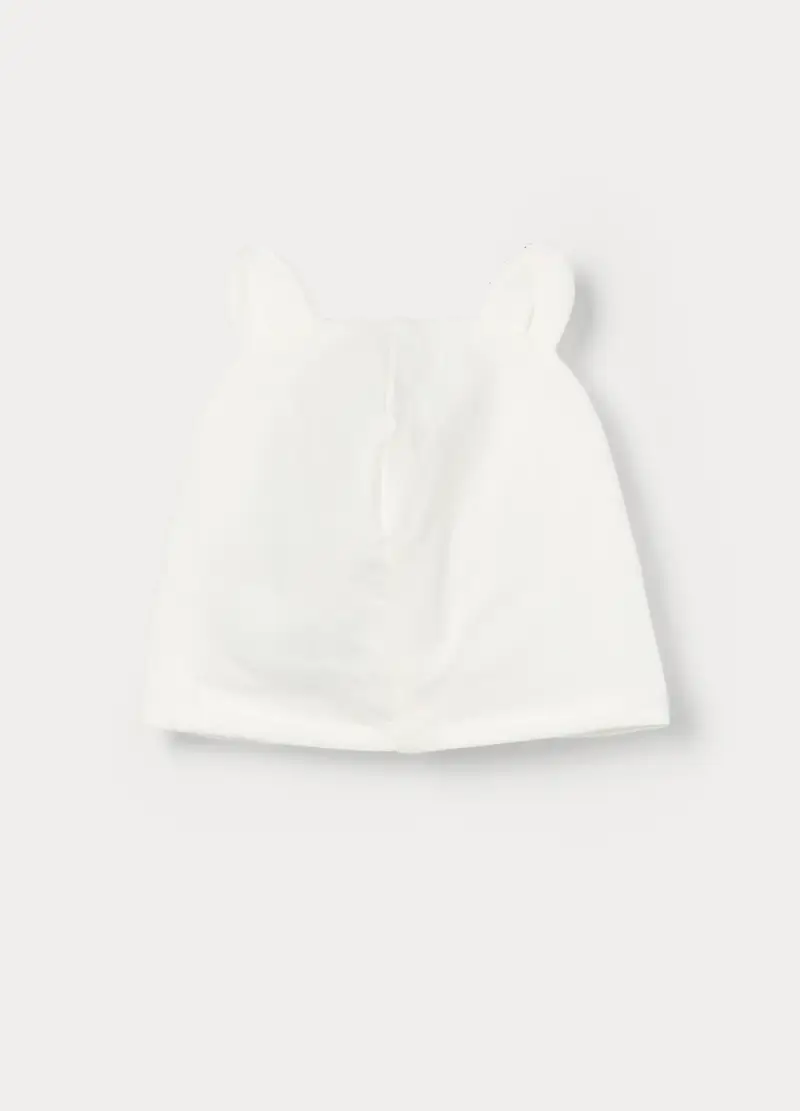 Berretto In French Terry Di Cotone Stretch Neonata, Bianco miniatura 2