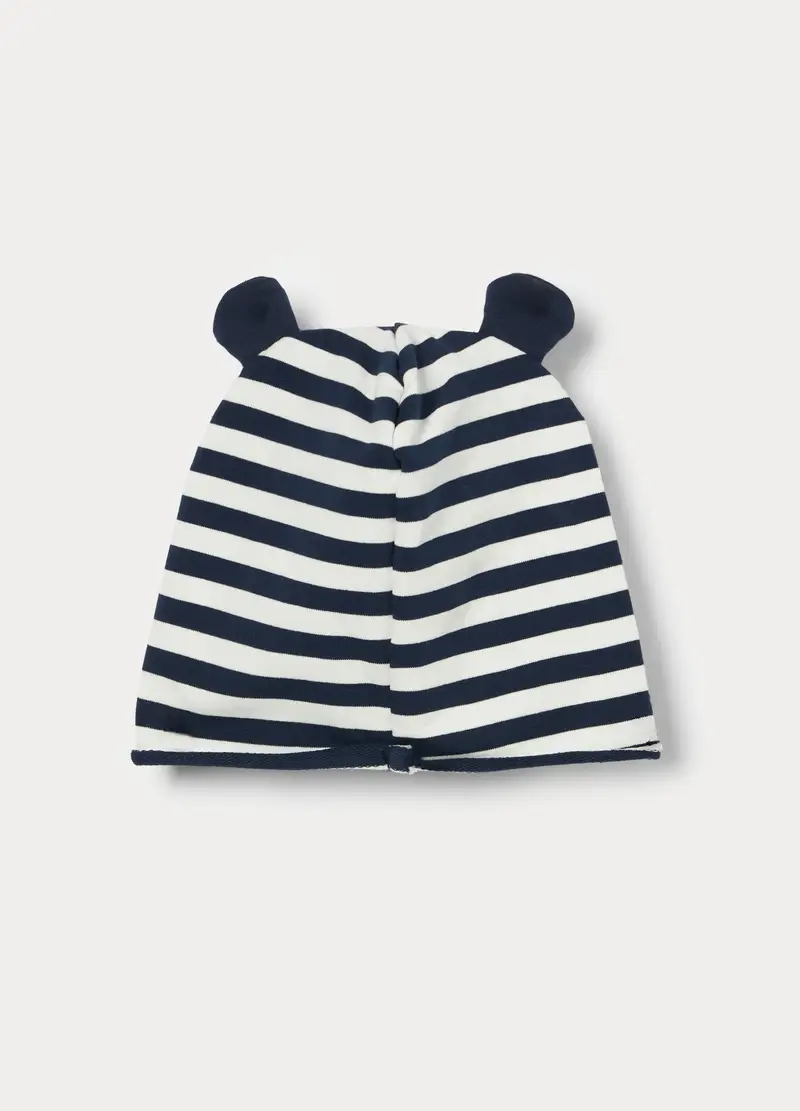 Berretto In French Terry Di Cotone Stretch Neonato, Blu navy miniatura 2